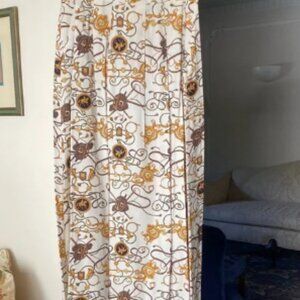 Alexander Campbell 2 pieces Brown & Gold Equestrian Hunt Print Blouse & Skirt 12